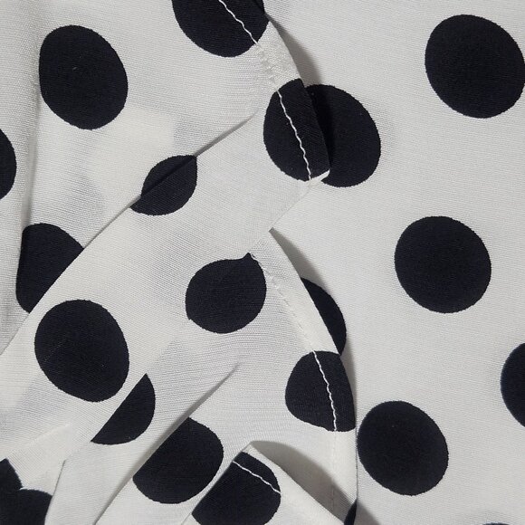 Express Womens Black White L Polka Dot Blouse Preppy Indie Patterncore Peplumcor - Picture 11 of 16